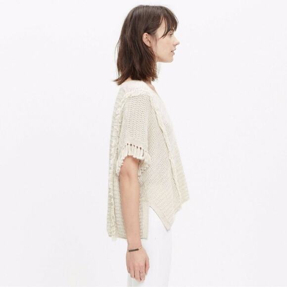 Madewell | Soft Boxy Knit Cream Fringe  Top Size S - Picture 2 of 7